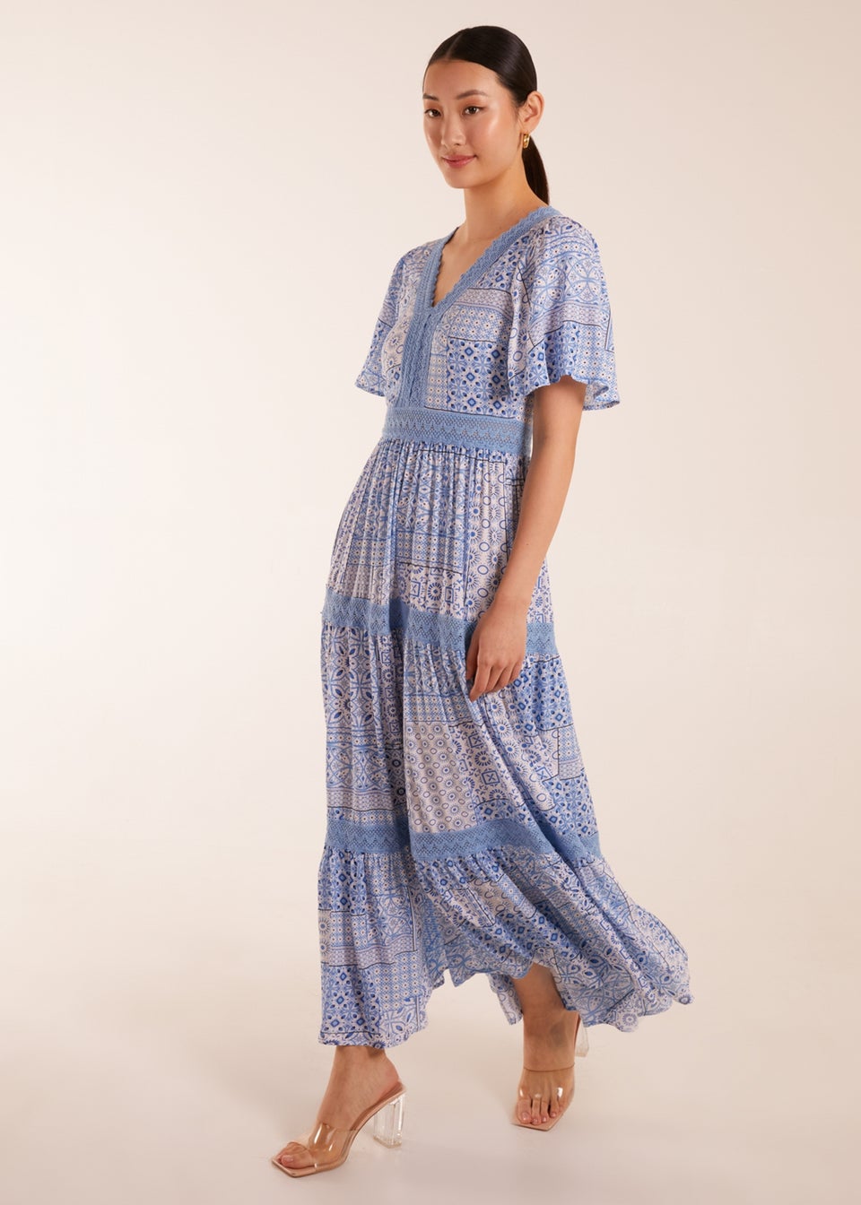 Blue Vanilla Blue Crochet Detailed Maxi Dress