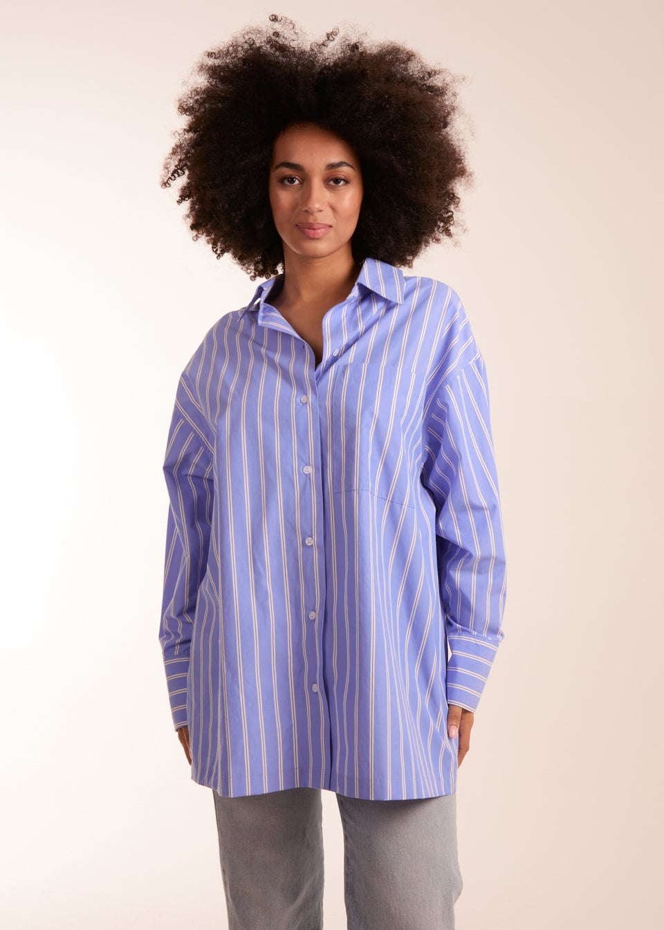 Blue Vanilla Blue Oversized Pinstripe Shirt