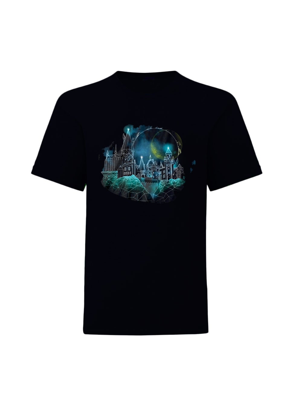 Harry Potter Black Hogwarts Wireframe T-Shirt