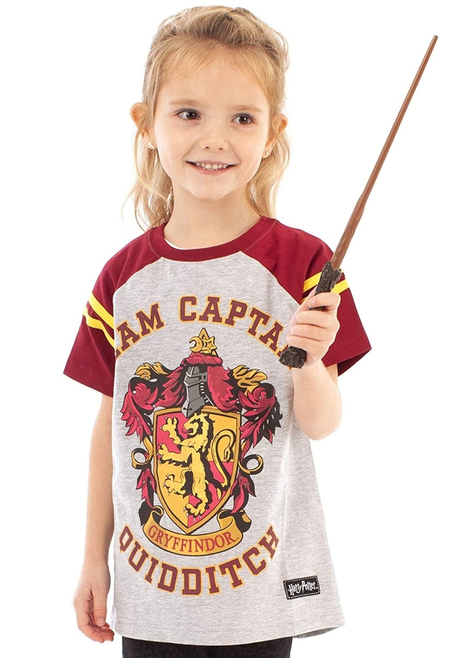 Harry Potter Grey Girls Gryffindor Team Captain T-Shirt (5-14 yrs)