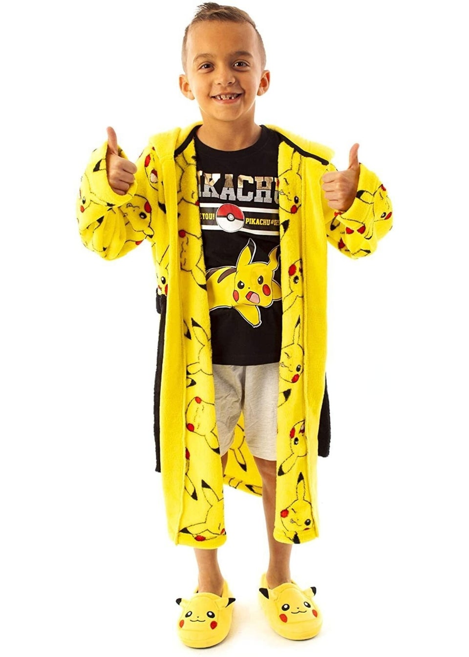 Pokemon Kids Yellow Pikachu Faces Dressing Gown (5-14 yrs)