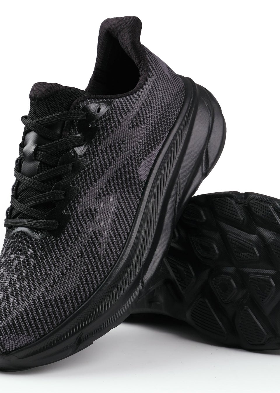 Where's That From Black Track Breathable Mesh Runner Trainers