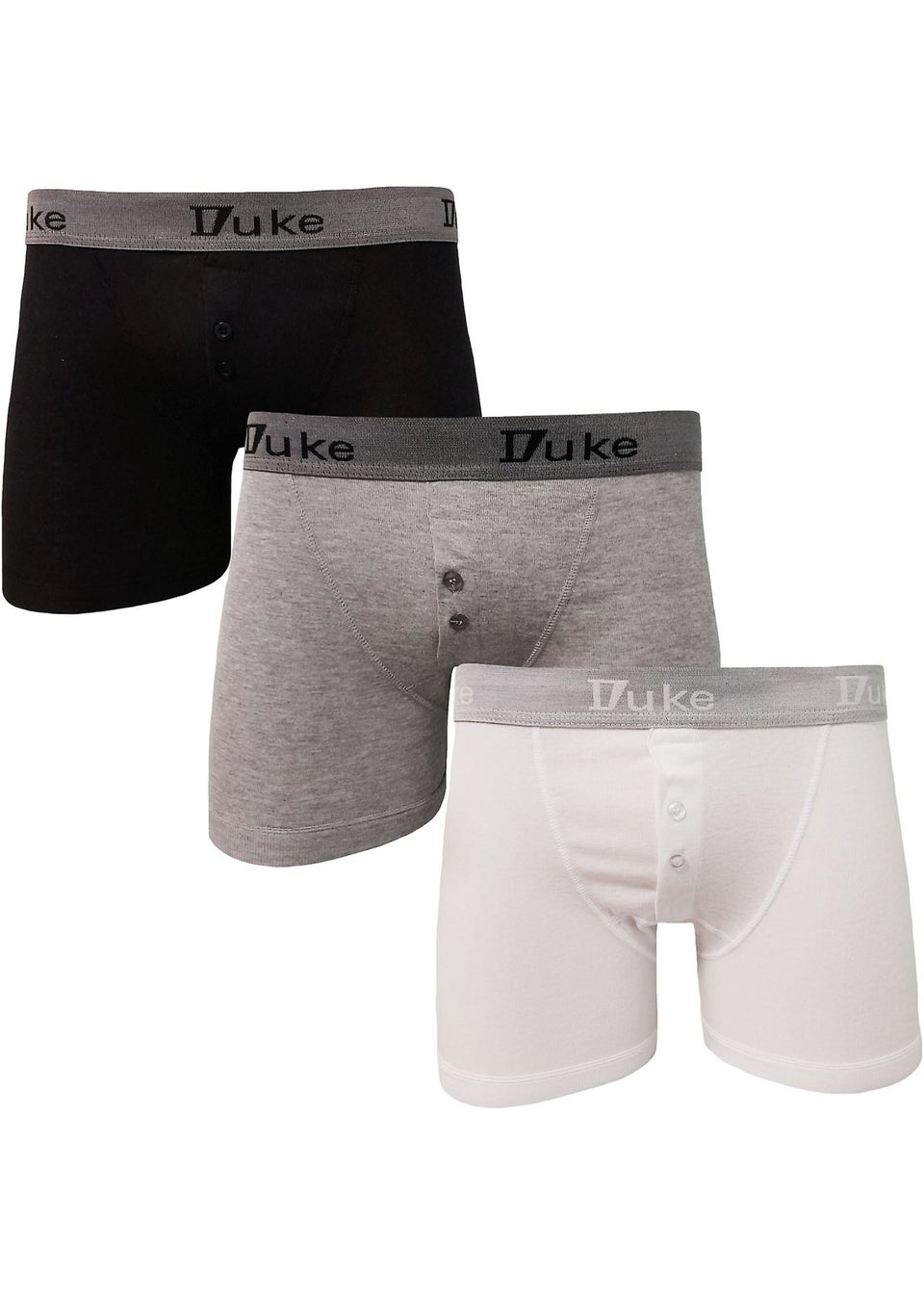 Duke Black/White London Driver Boxer Shorts (Pack of 3)