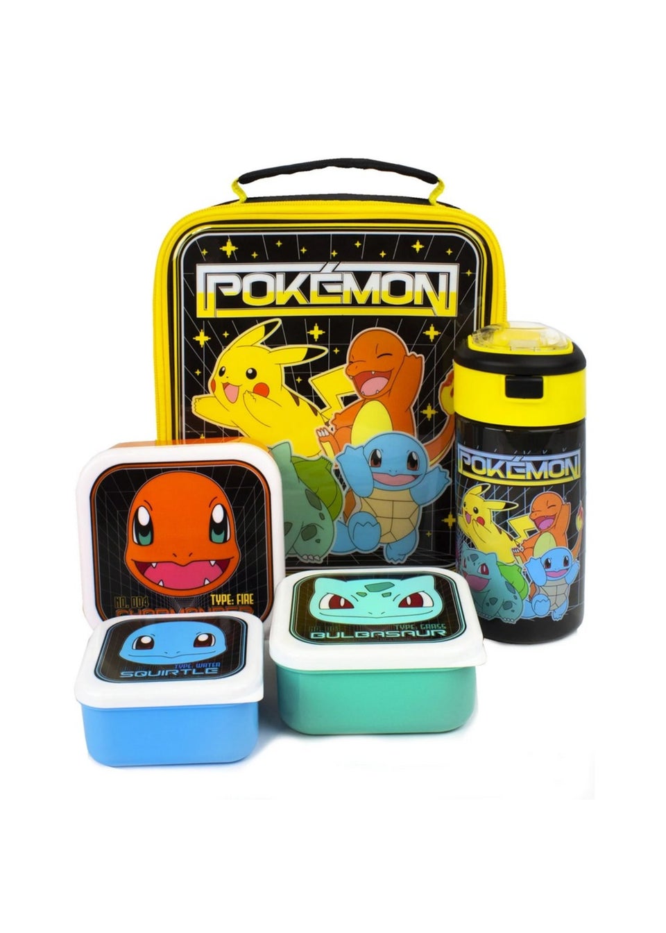 Pokemon Multi Characters Pikachu Lunch Bag and Bottle (Pack of 5)
