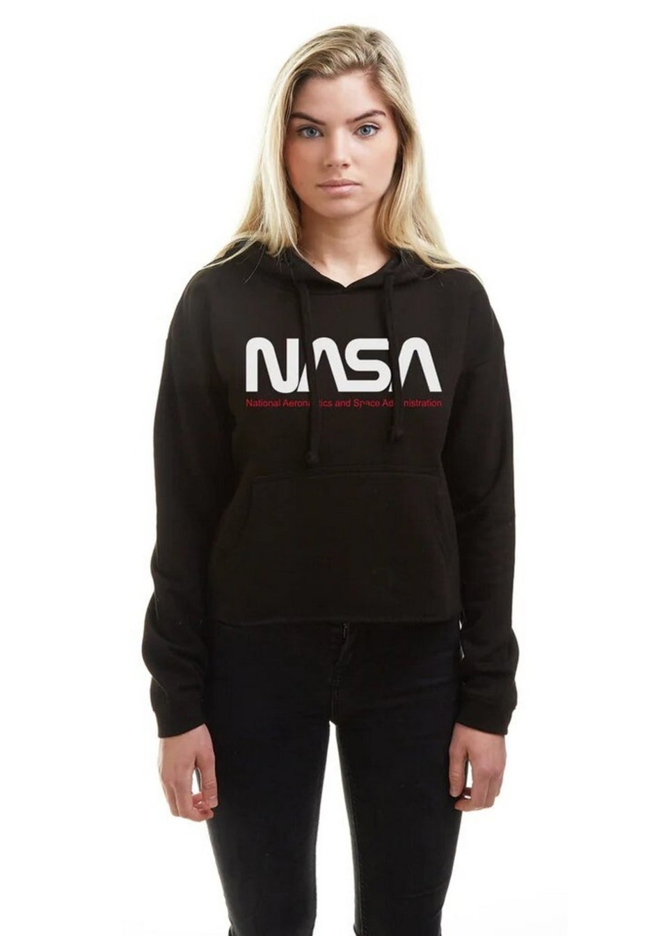 NASA Black Insignia Cropped Hoodie Matalan