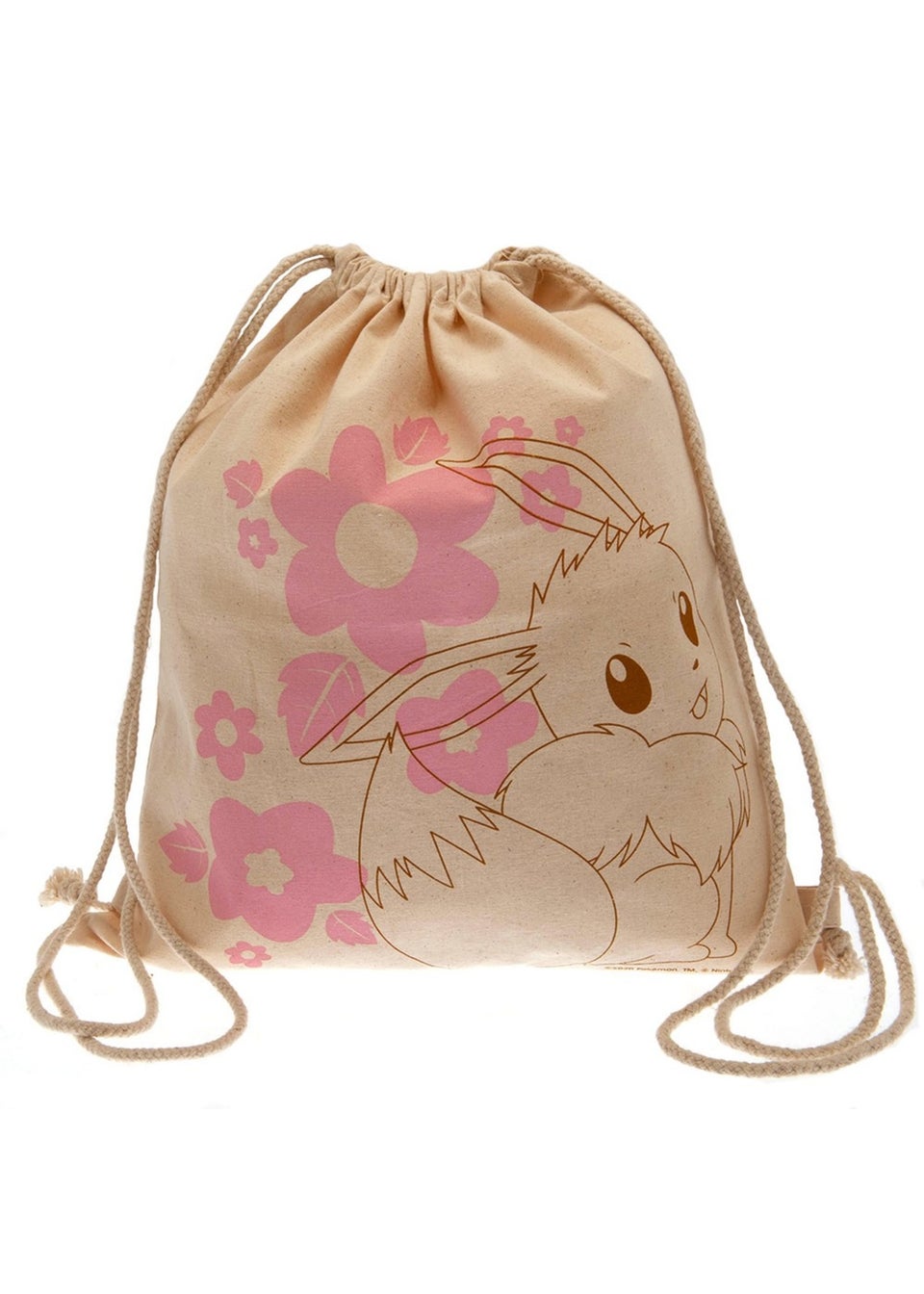 Pokemon Cream Eevee Canvas Drawstring Bag