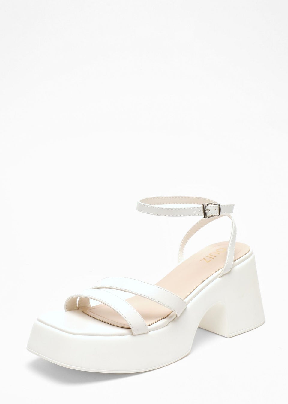 Quiz White Chunky Faux Leather Platform Sandals