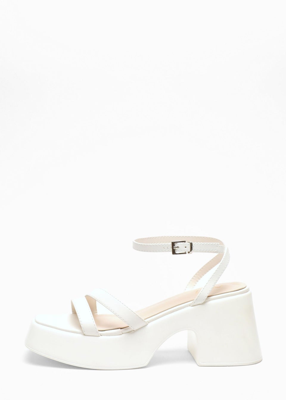 Quiz White Chunky Faux Leather Platform Sandals