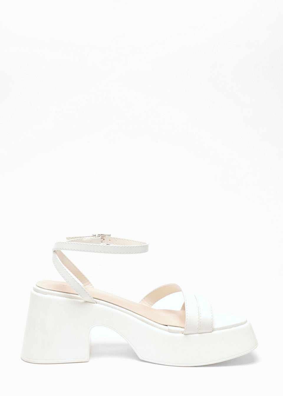 Quiz White Chunky Faux Leather Platform Sandals