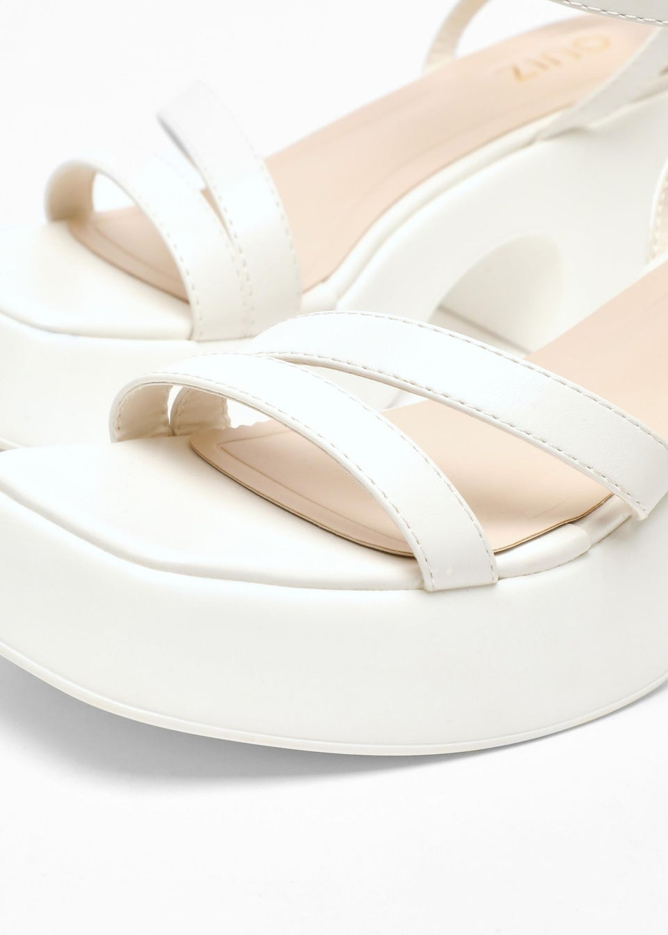 Quiz White Chunky Faux Leather Platform Sandals