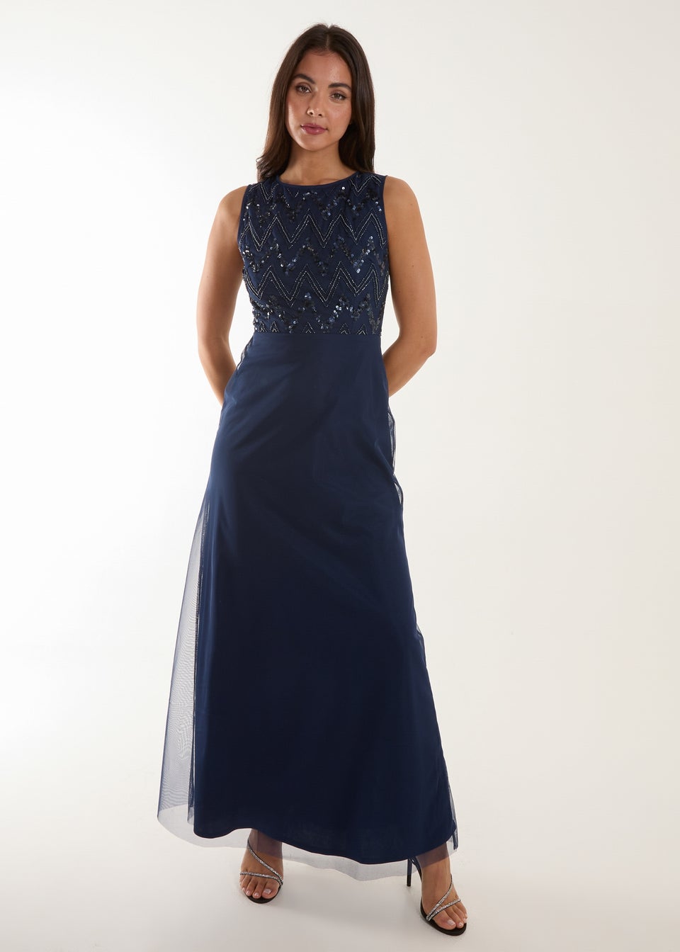 Blue Vanilla Navy Embellished Maxi Dress