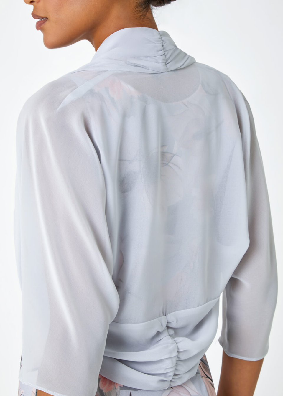 Grey chiffon bolero shop