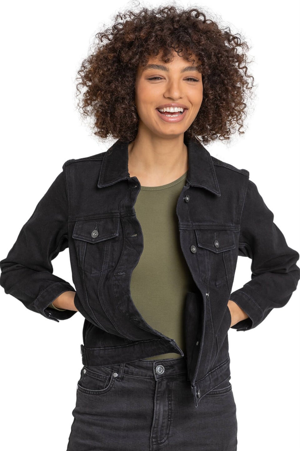 Roman Black Classic Cotton Denim Jacket