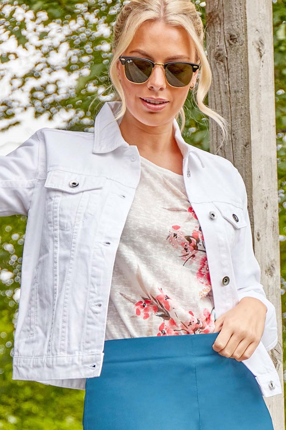 Roman White Classic Cotton Denim Jacket