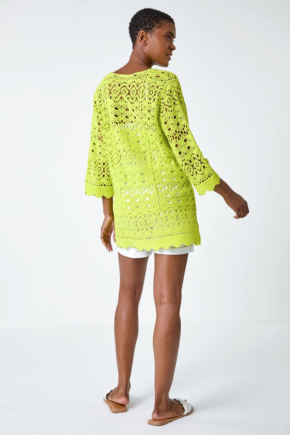 Roman Lime Cotton Crochet Tunic Top