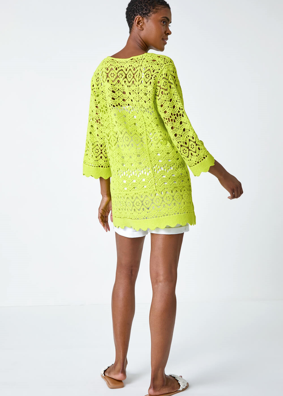 Roman Lime Cotton Crochet Tunic Top