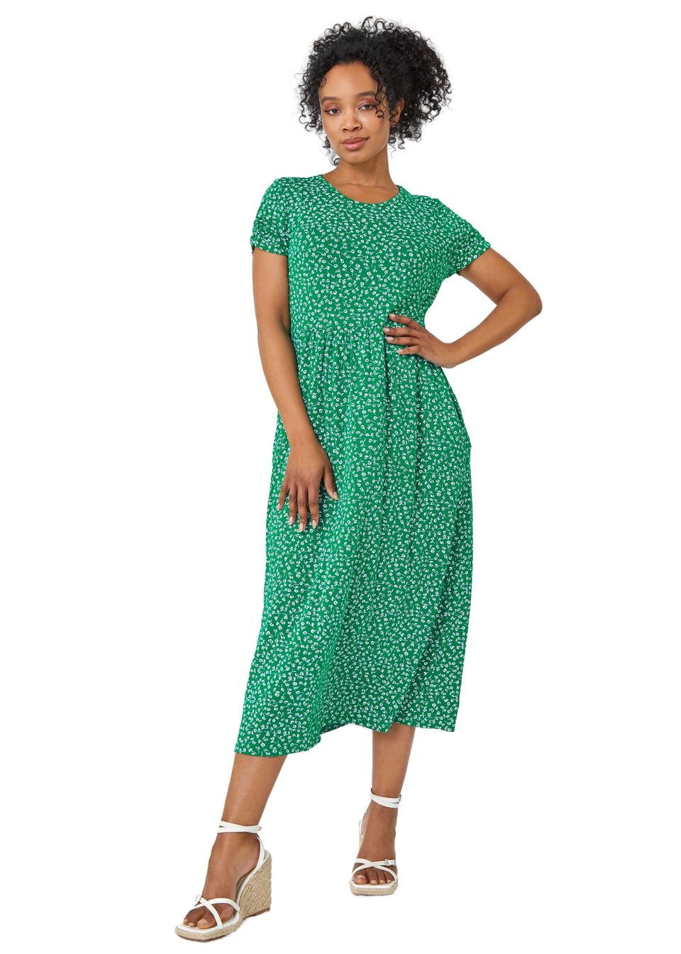 Roman Green Petite Floral Print Midi Dress