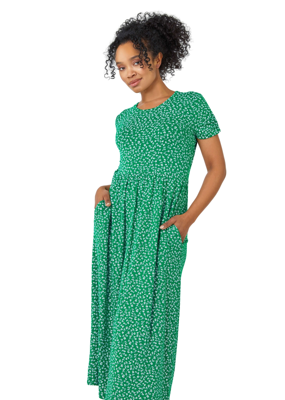 Roman Green Petite Floral Print Midi Dress