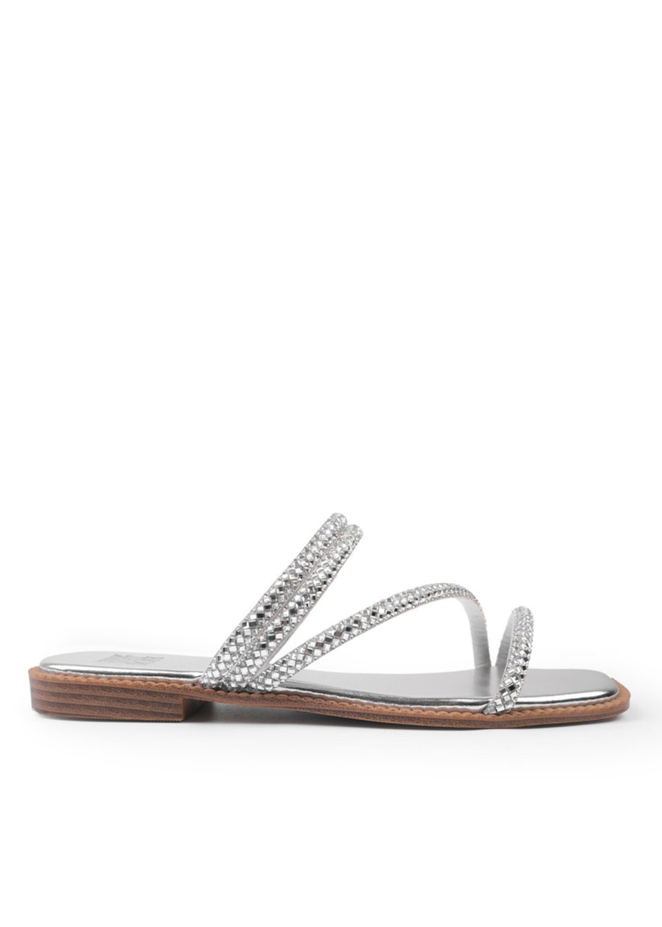 Where's That From Dream Extra Wide Silver Strappy Slider Sandals