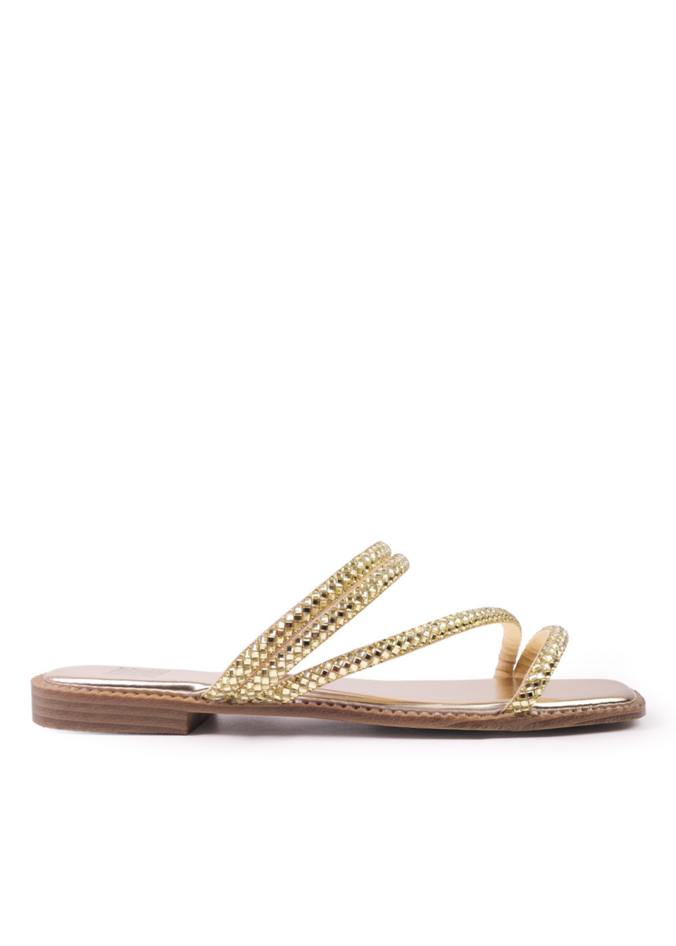 Where's That From Dream Extra Wide Gold Strappy Slider Sandals