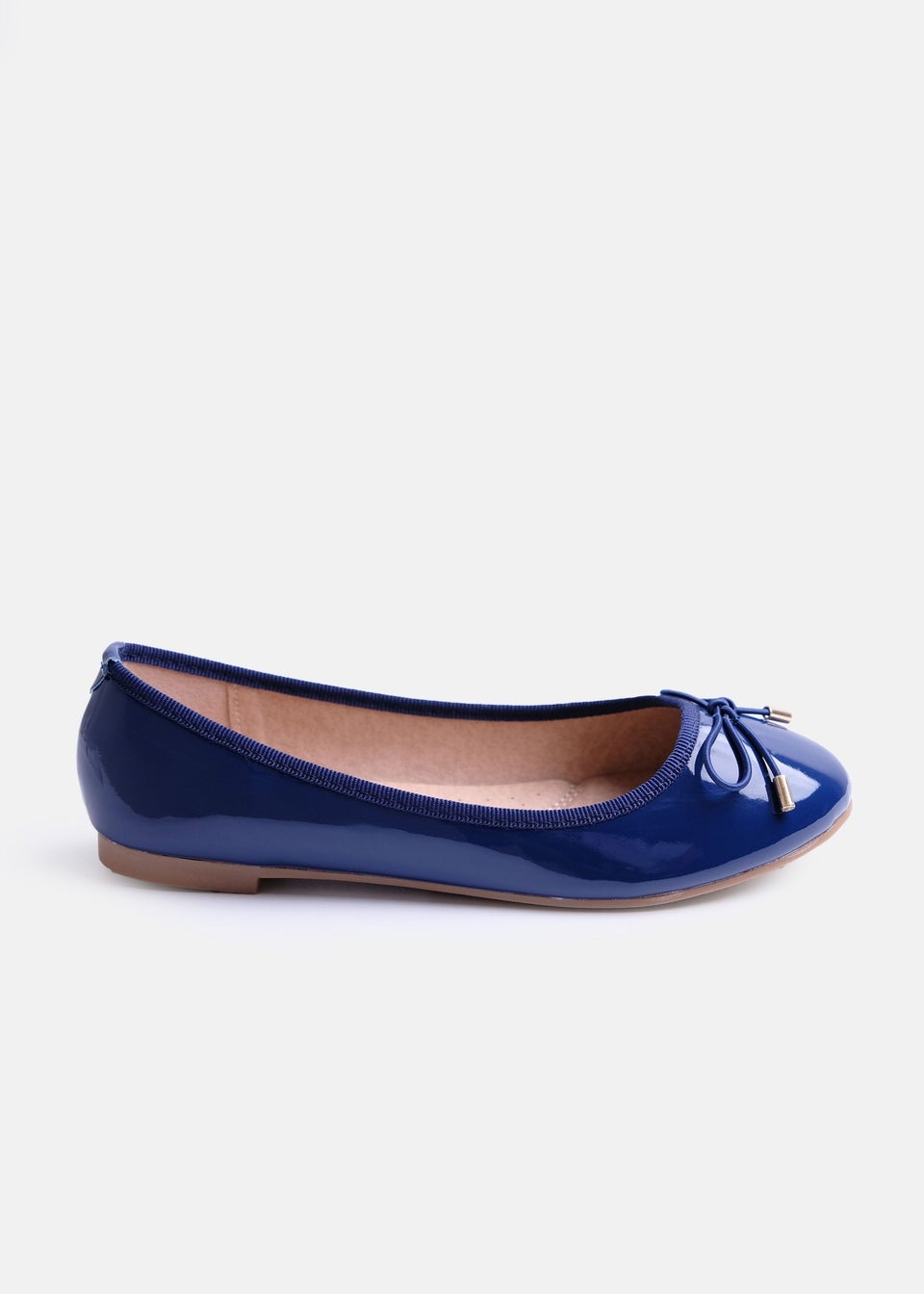 Where's That From Navy Tallulah Wide Fit Patent Flat Pumps