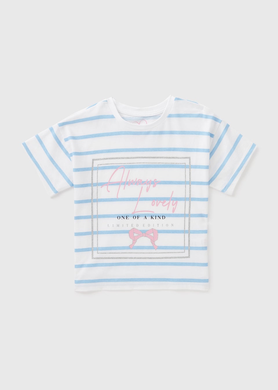 Girls Blue Stripe Always Lovely T-Shirt (1-7yrs)