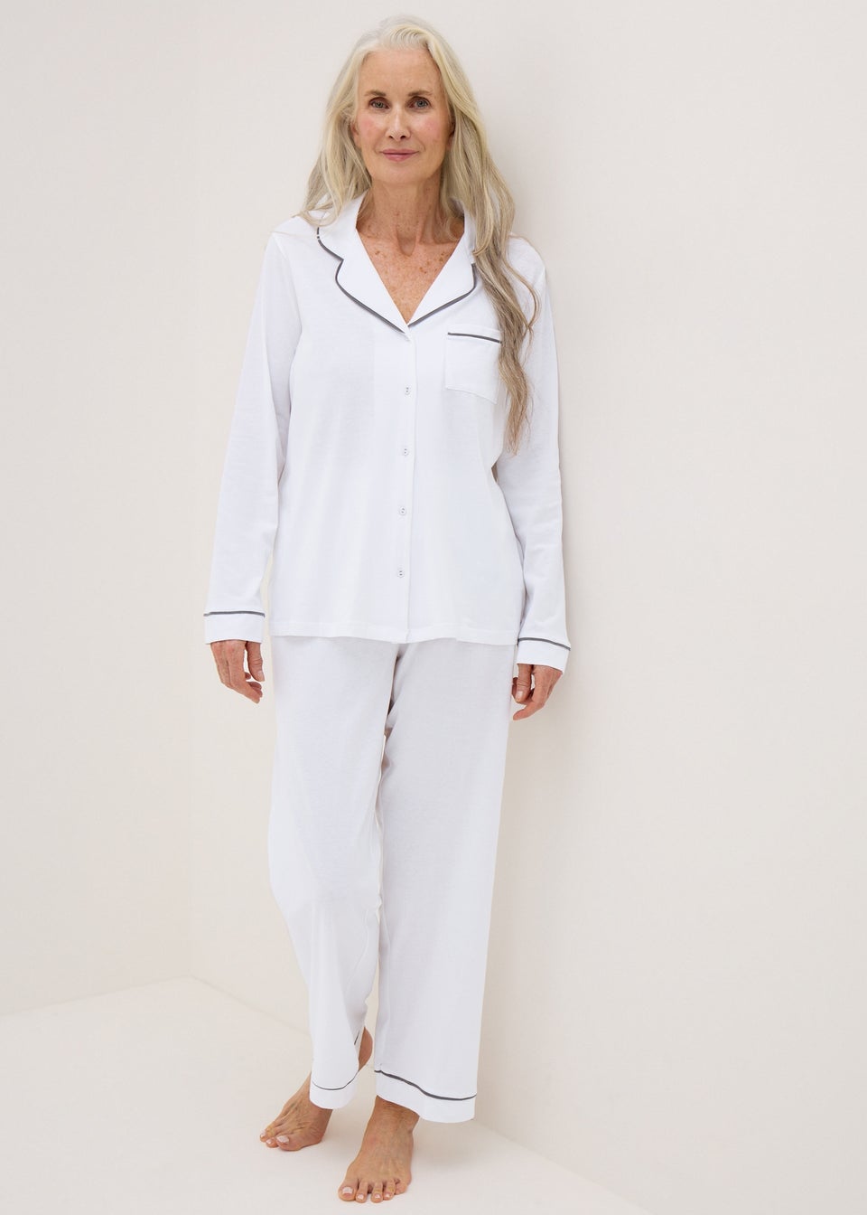 White pajama shirt outlet