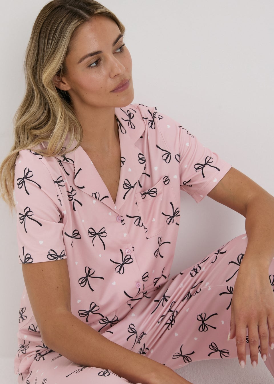 Pink Bow Pyjama Set Matalan