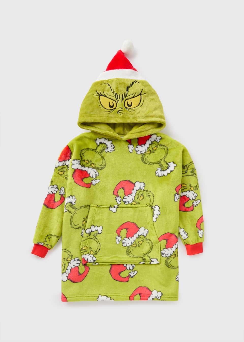 Grinch Kids Green Christmas Snuggle Hoodie (7-15yrs)