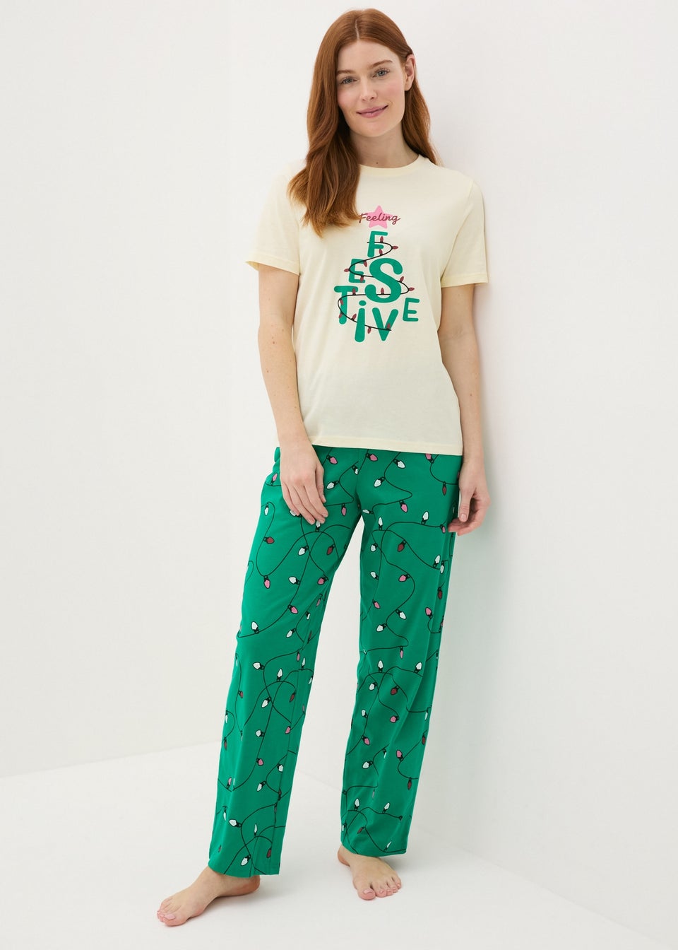 Cream Feeling Festive Pyjama Set Matalan