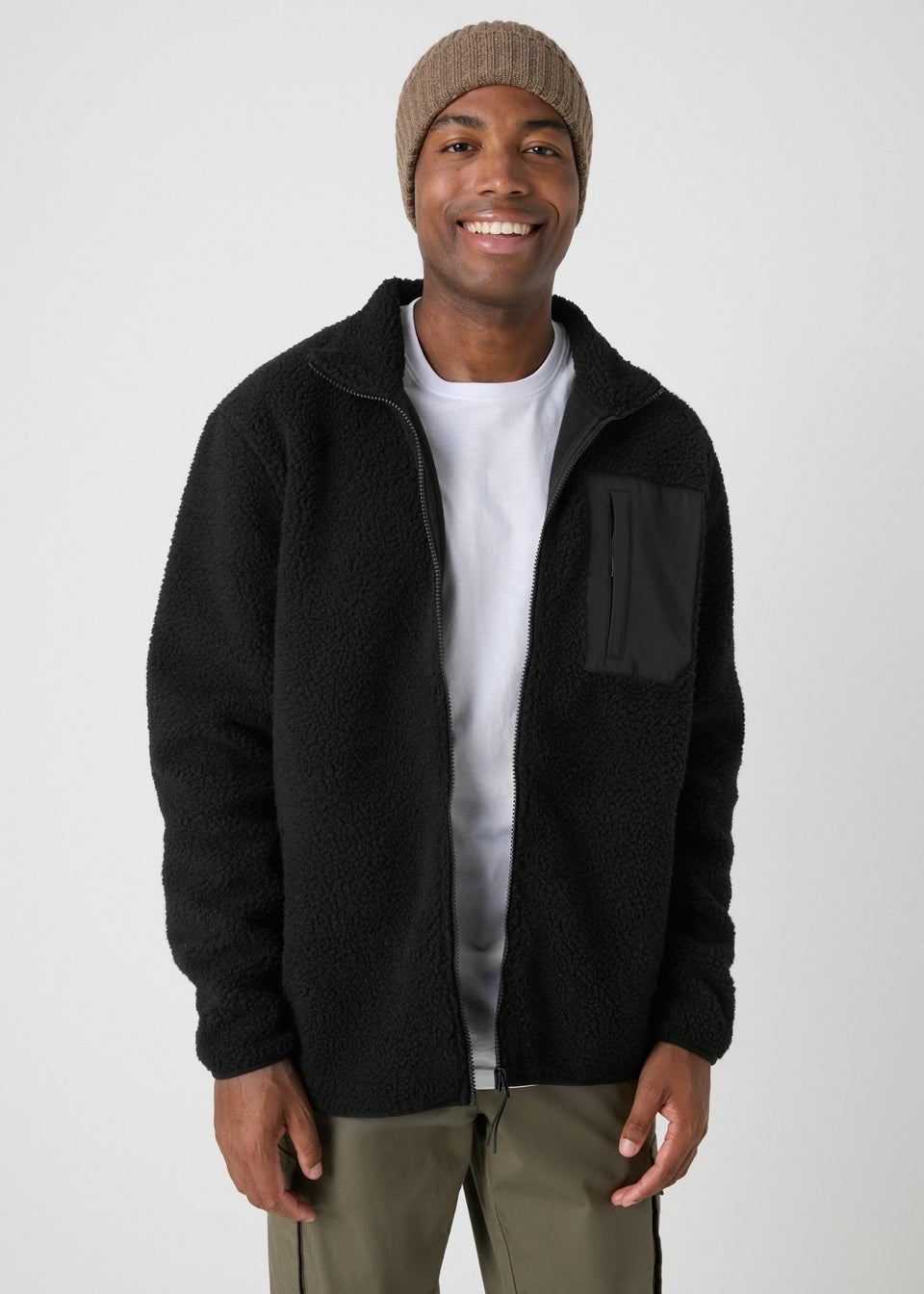 Zip up borg jacket top