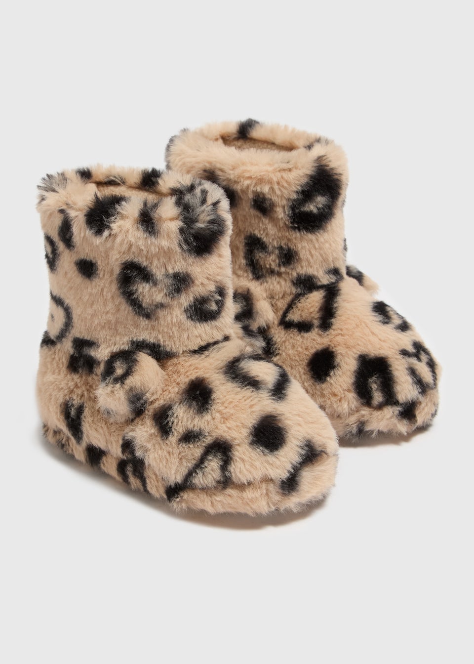 Girls Tan Leopard Print Slipper Boots Younger 4 12 Matalan