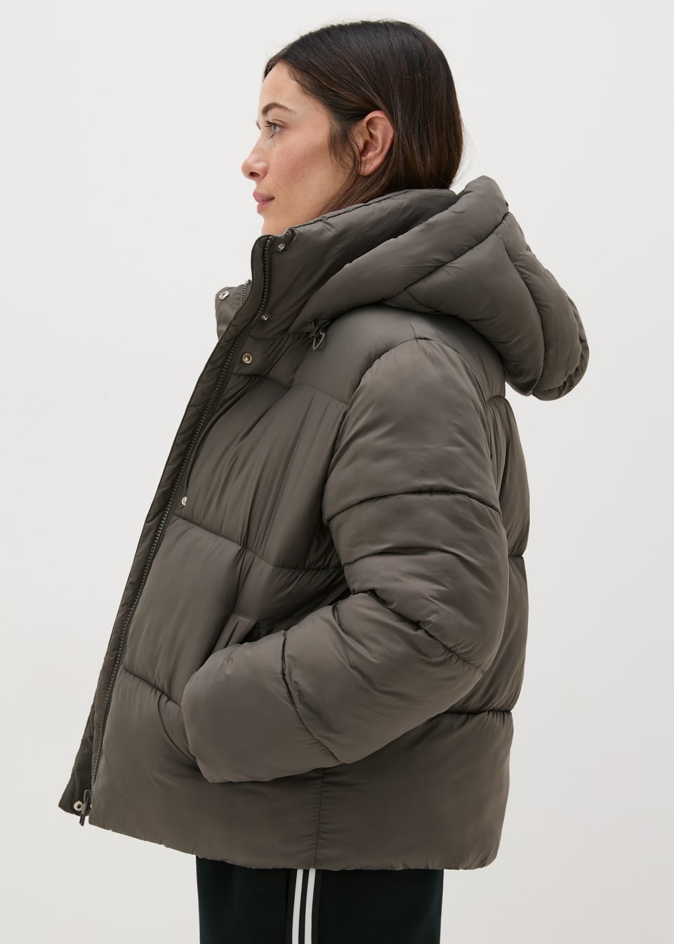 Khaki Padded Cropped Coat