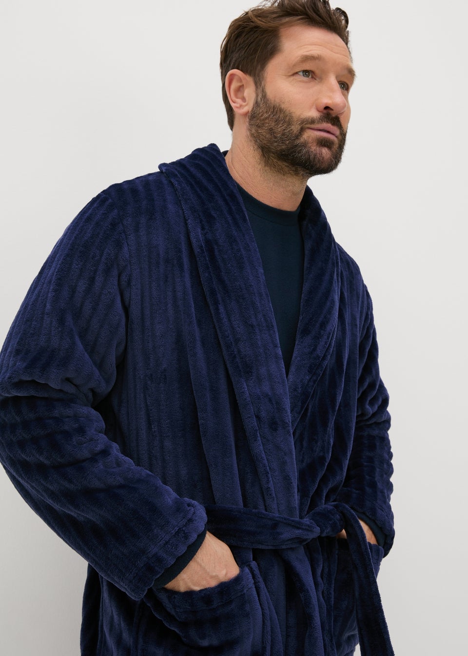 Navy Velour Dressing Gown