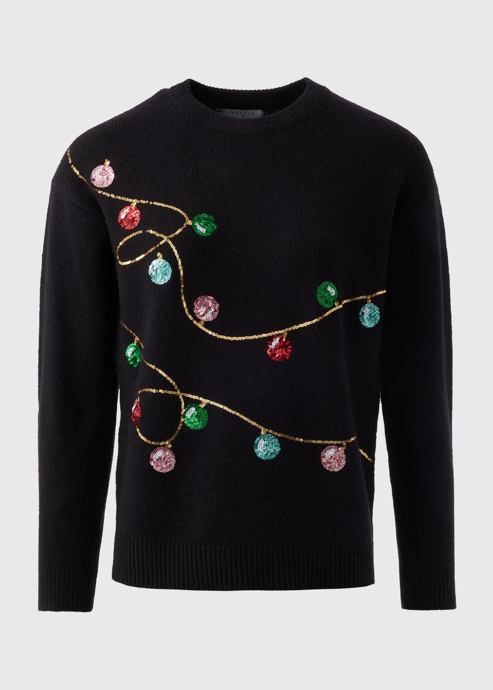 Black Christmas Light Sequin Jumper