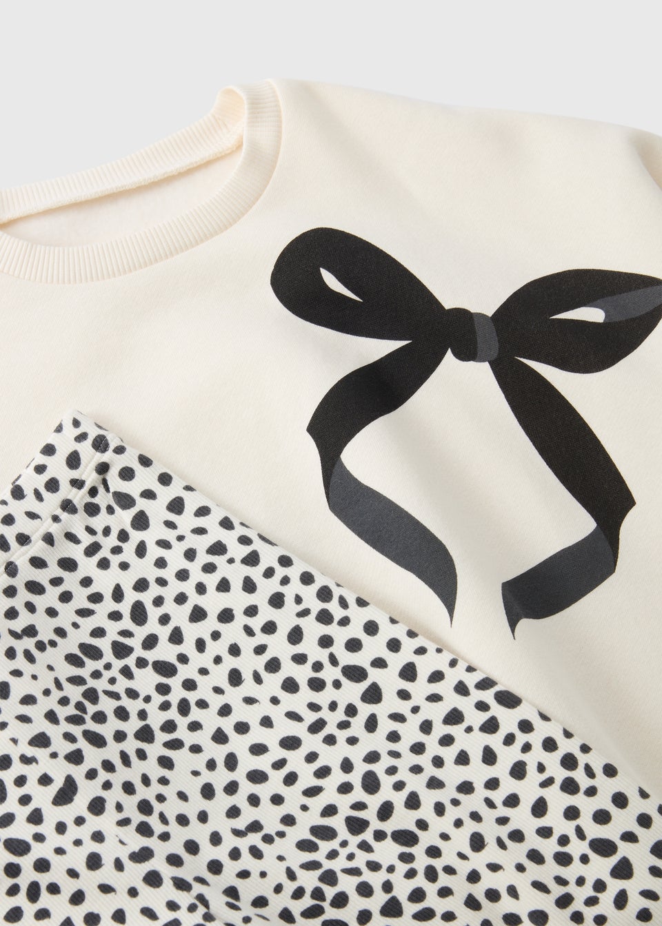 Girls Cream Bow Sweatshirt & Legging Set (1-7yrs)