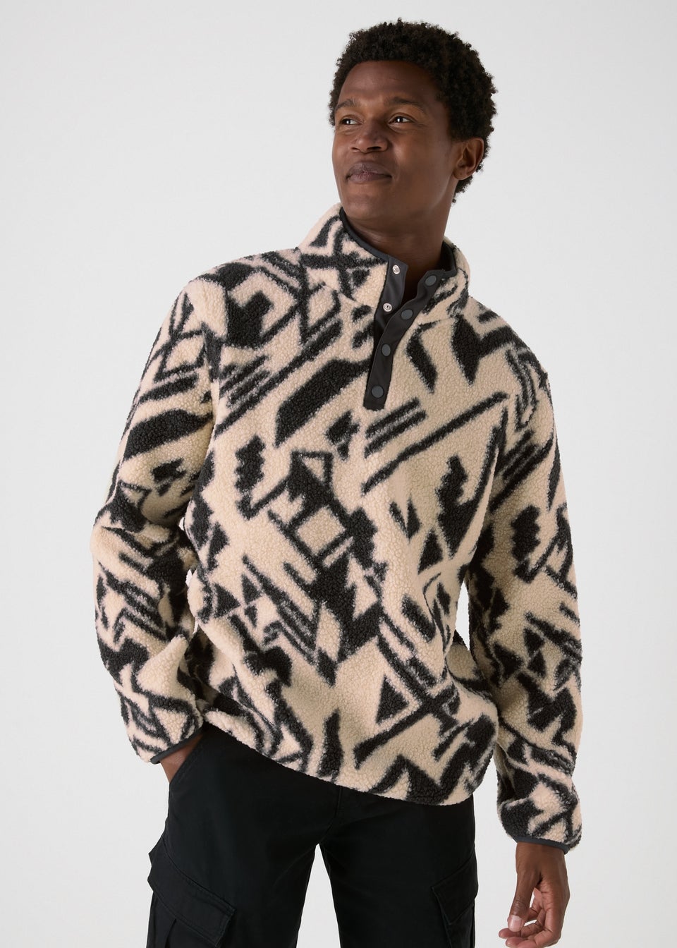 Cream Aztec Borg Fleece Matalan