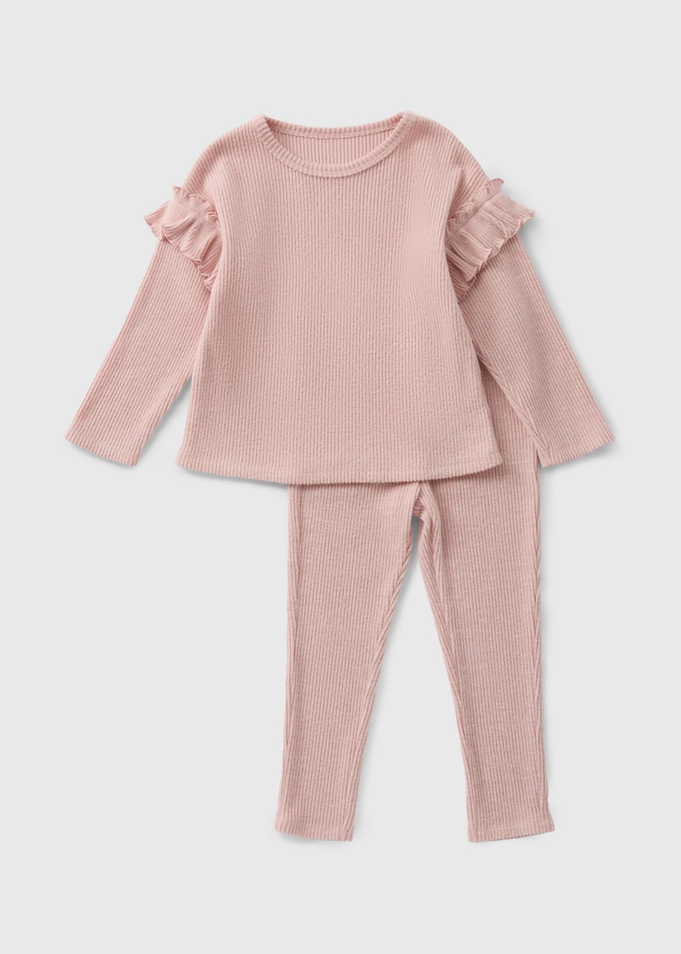 Girls Pink Ribbed Top & Leggings Set (1-7yrs)