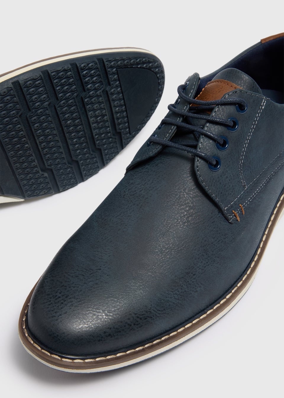 Navy Wedge Sole Wide Fit Derby Shoes Matalan