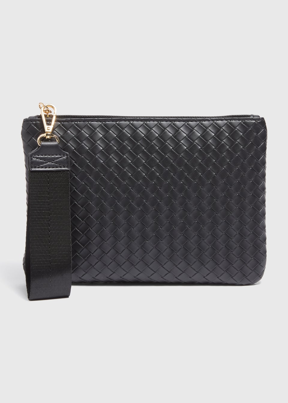 Black Weave Detail Wristlet Clutch
