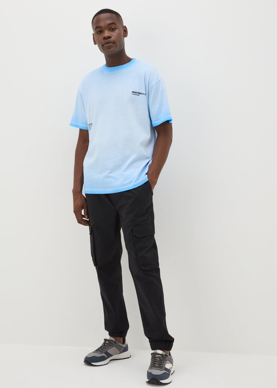 Black Cuffed Cargo Trousers