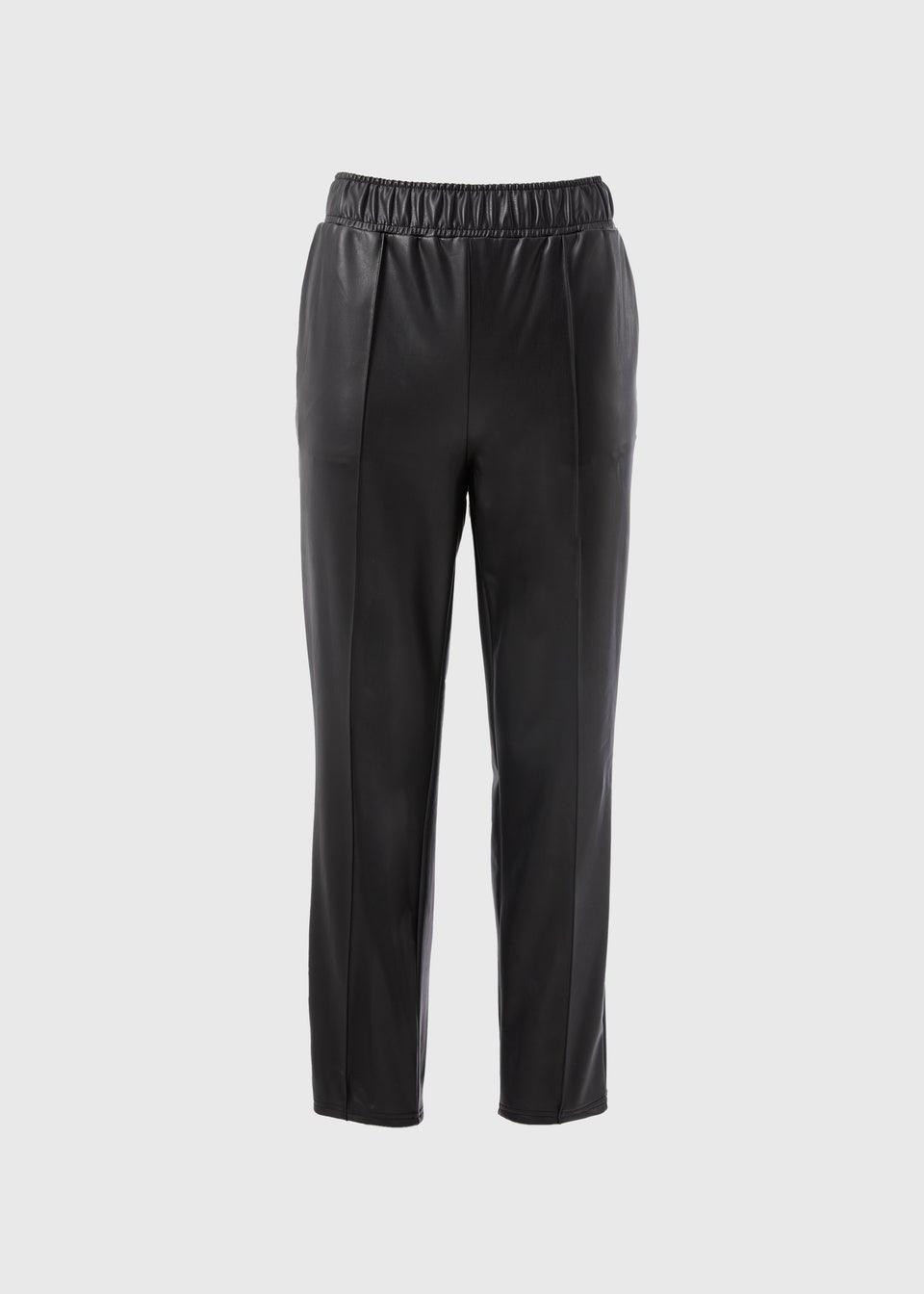 Papaya Petite Black Leather Look Tapered Trousers Matalan