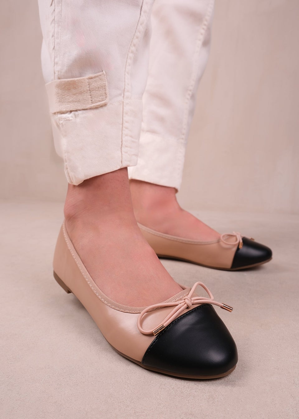 Where's That From Cream Janice Extra Wide PU Ballerina Flats