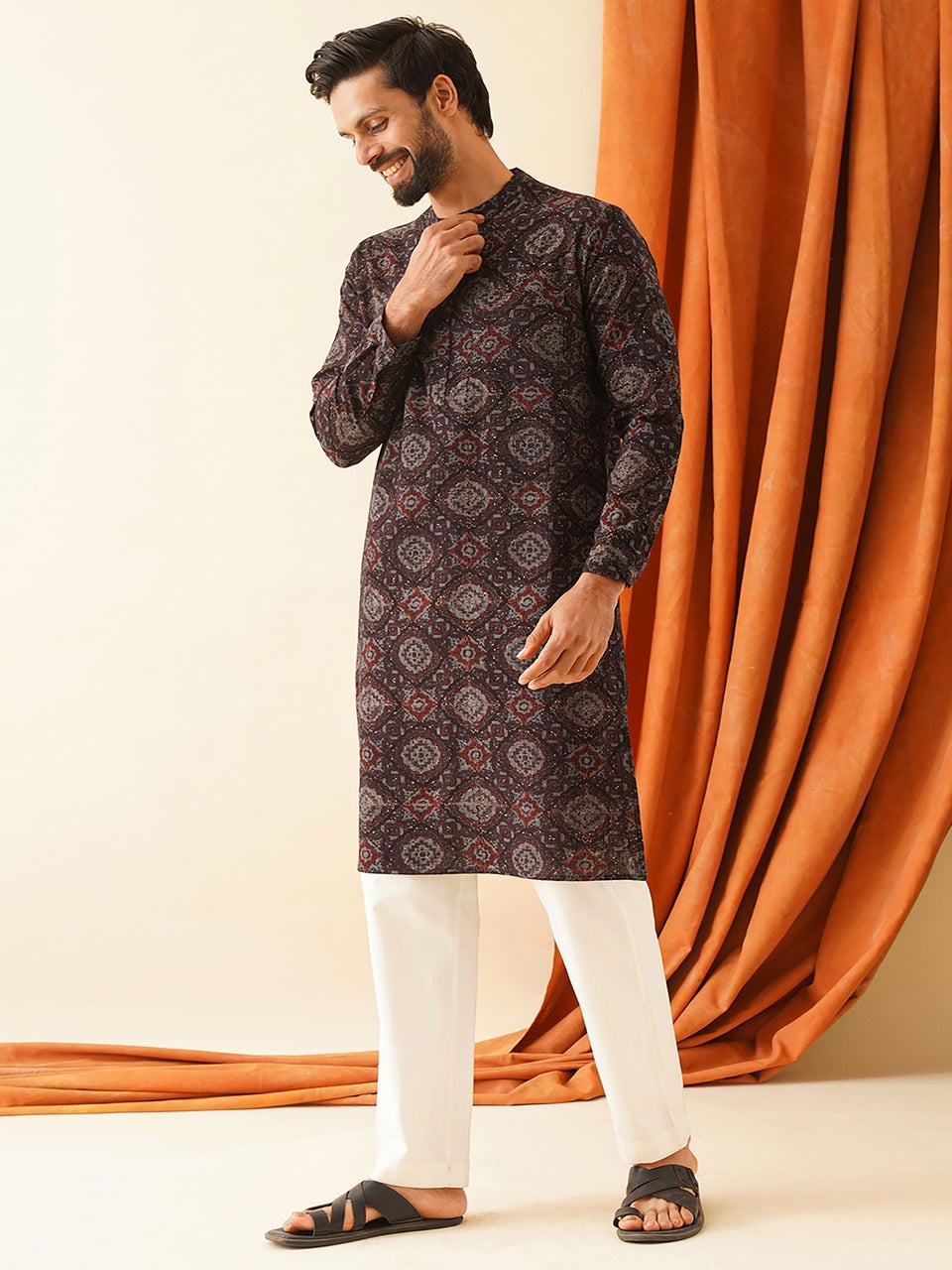 Men Black Kurta