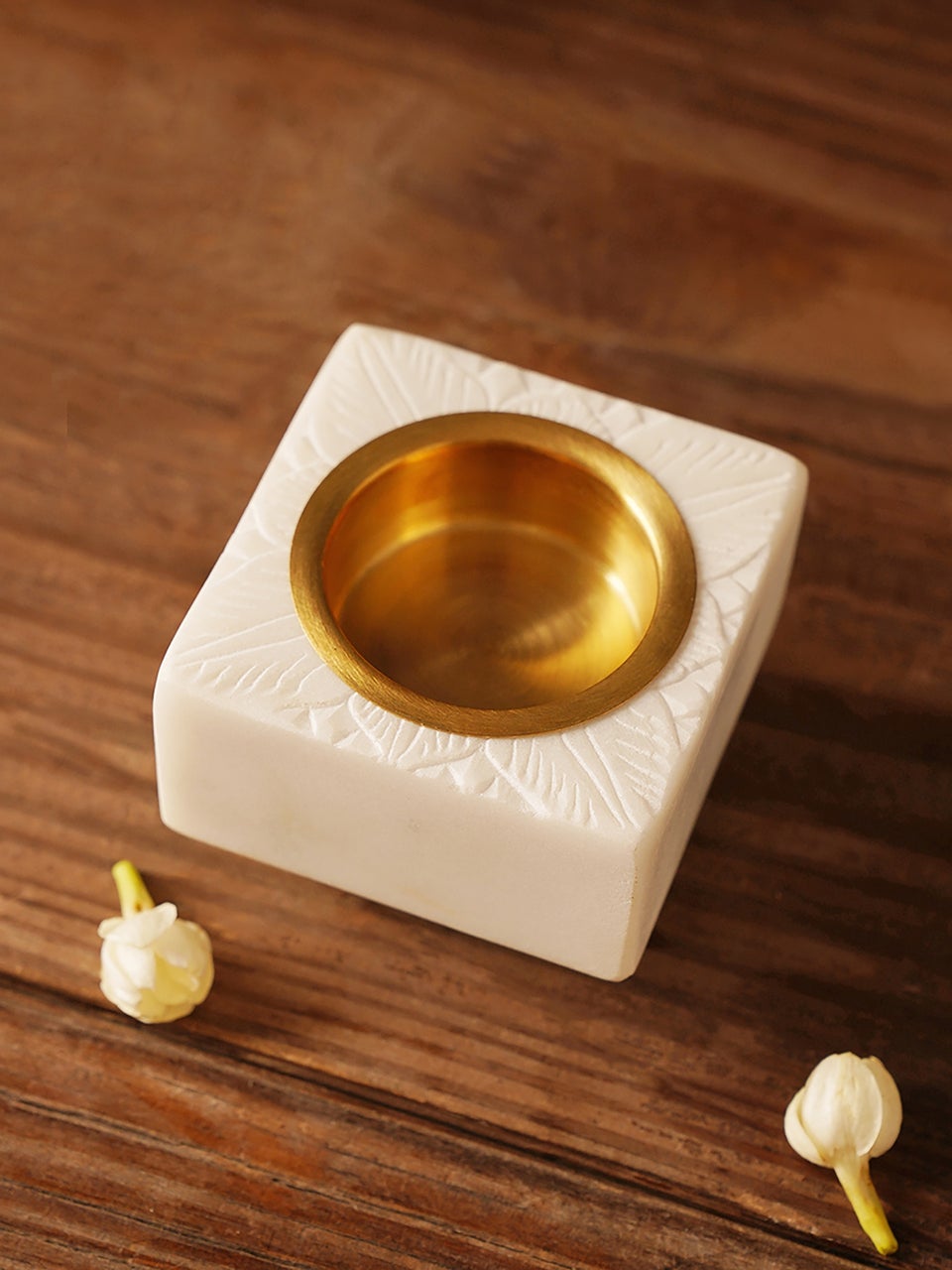 Home White Marble Tea-Light Holder