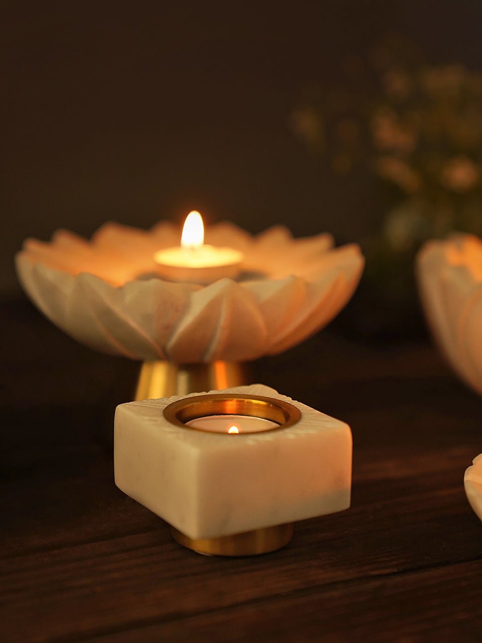 Home White Marble Tea-Light Holder