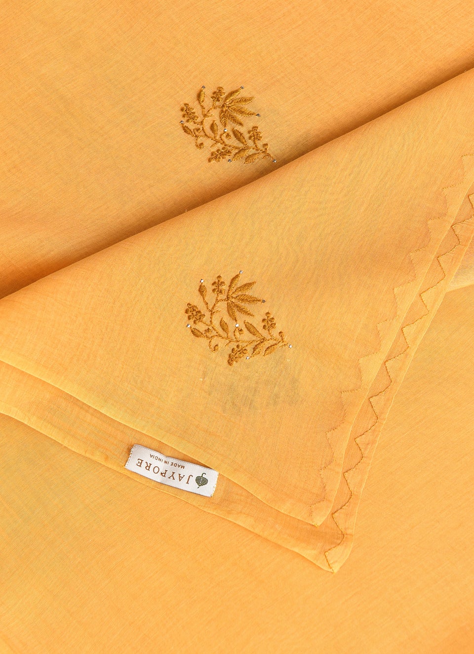 Women Yellow Cotton Silk Chikankari Dupatta