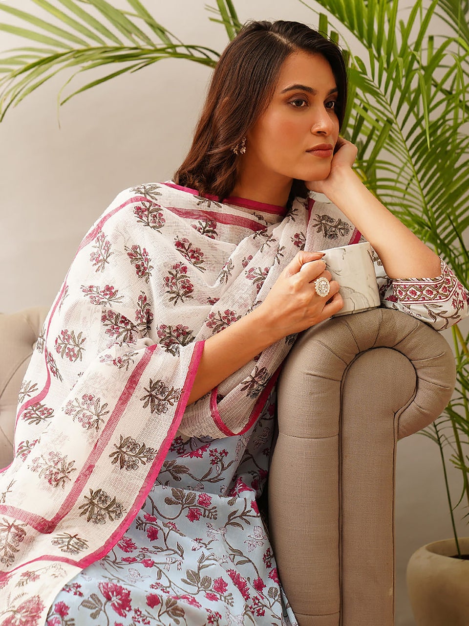 Women Multicolor Block Printed Kota Cotton Dupatta