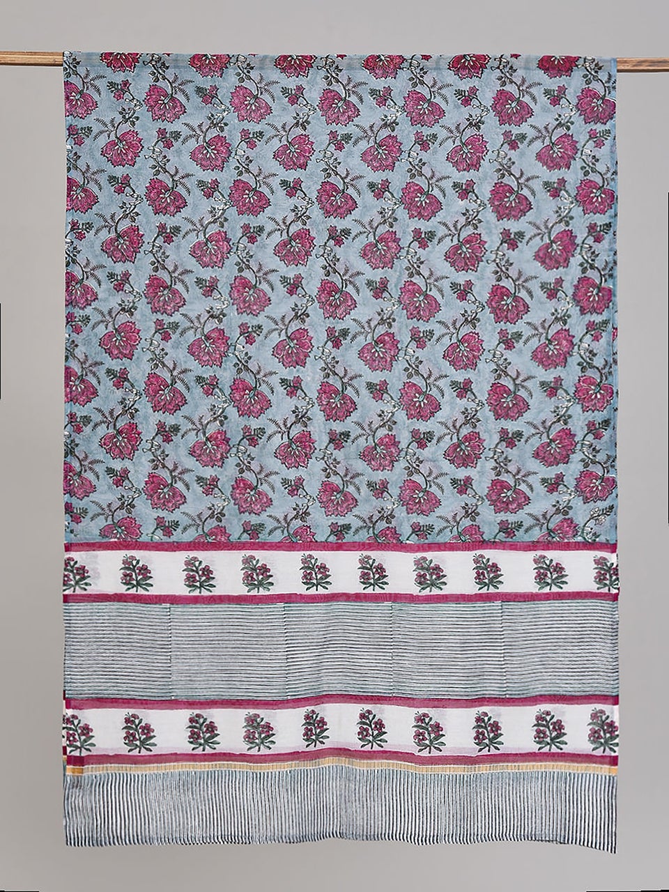 Women Multicolor Block Printed Silk Cotton Dupatta