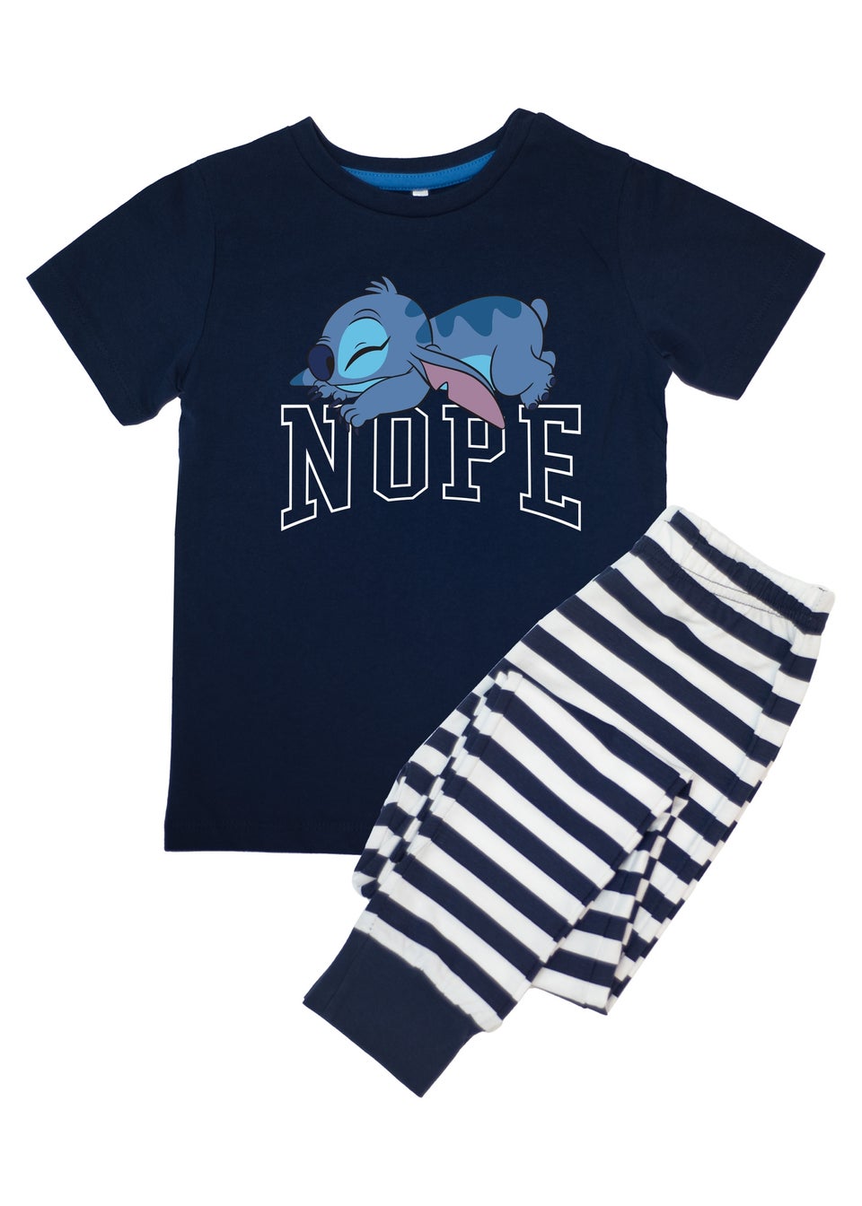 Disney Lilo And Stitch Nope Kids Navy Stripes Pyjamas (3-8 Years)